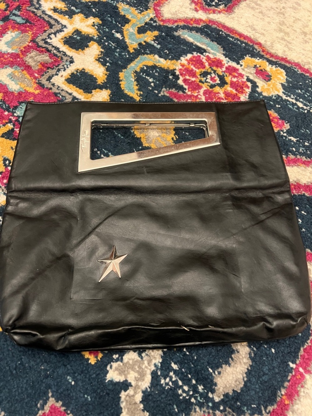 Thierry Mugler Leather Star-Accent Handheld Bag- with wear